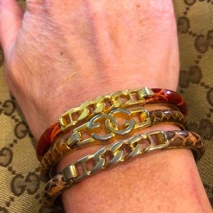 Vintage Gucci snake skin and 24K plated Bracelets